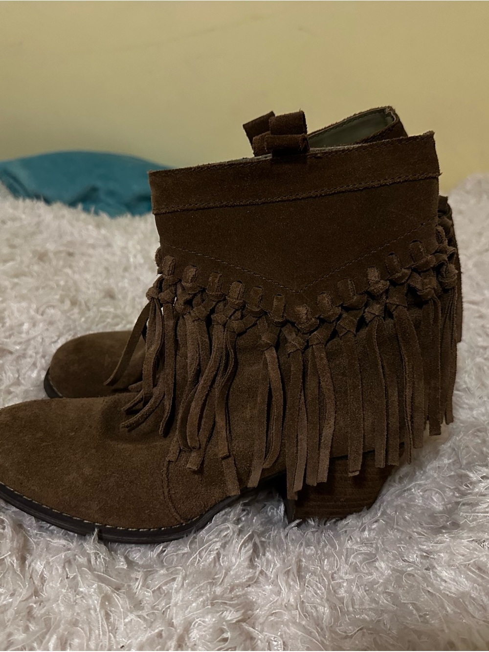 Women’s Fringe Suede Ankle Booties - Brown